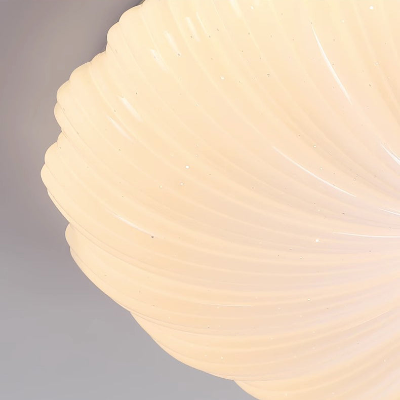 Modern Minimalist Round Flower Stripe Acrylic Shade Wood LED Flush Mount Ceiling Light for Bedroom