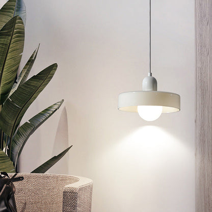 Contemporary Nordic Round Orb Pot Lid Shape Hardware Glass Shade 1-Light Pendant Light For Bedroom