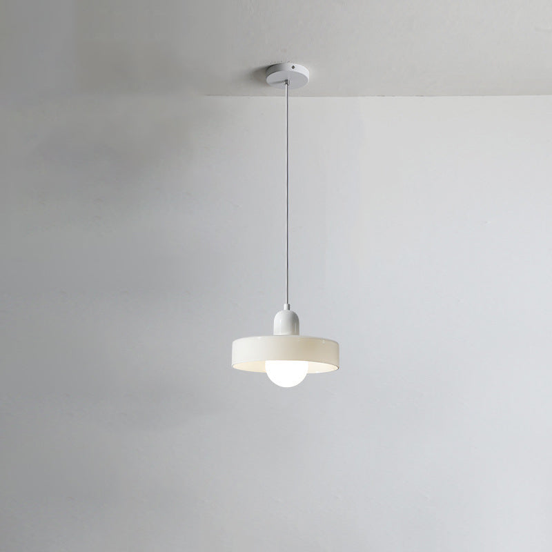 Contemporary Nordic Round Orb Pot Lid Shape Hardware Glass Shade 1-Light Pendant Light For Bedroom