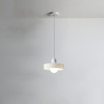 Contemporary Nordic Round Orb Pot Lid Shape Hardware Glass Shade 1-Light Pendant Light For Bedroom