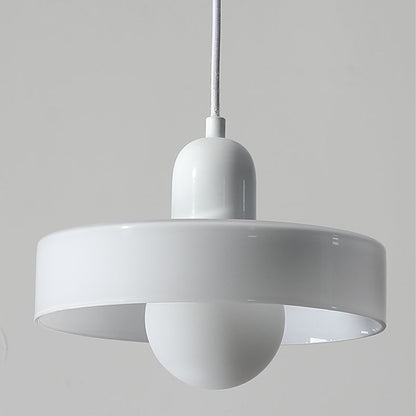 Contemporary Nordic Round Orb Pot Lid Shape Hardware Glass Shade 1-Light Pendant Light For Bedroom
