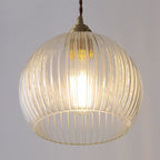 Traditional Japanese Globe Striped Glass Shade Iron 1-light Pendant Light for Living Room BulbSquare