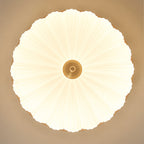 Contemporary Retro Round Flower Petal Copper Wood Acrylic LED Flush Mount Ceiling Light For Living Room