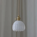 Contemporary Nordic Round Flower Glass Shade Iron Brass 1-light Pendant Light for Living Room Lumendat