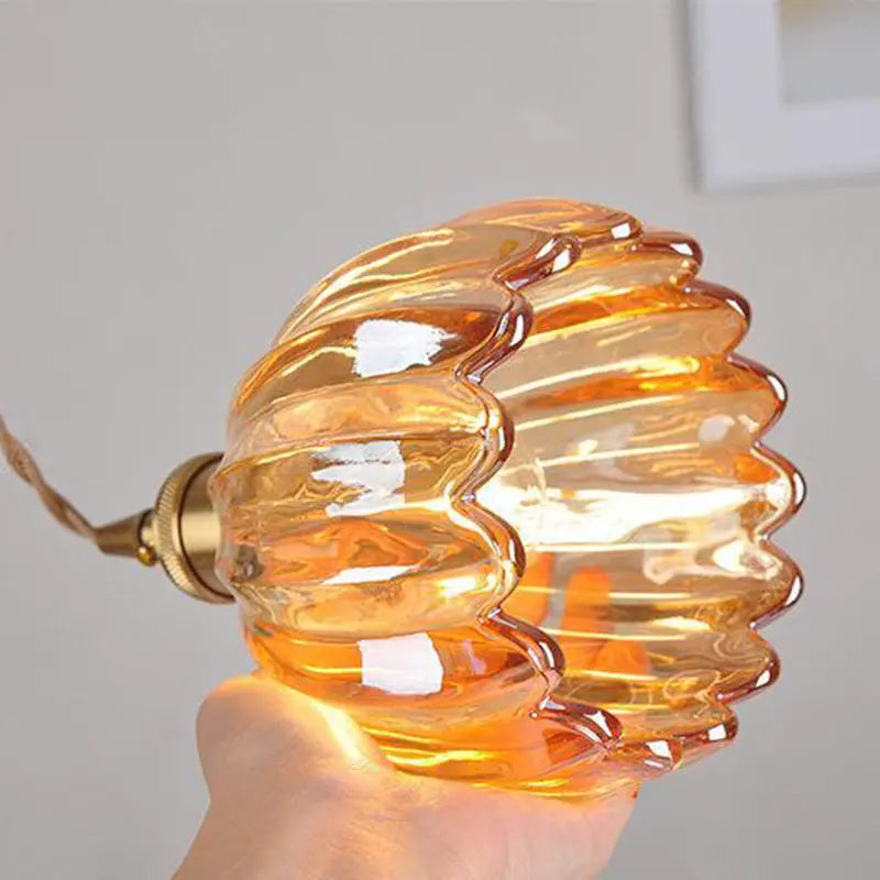 Contemporary Nordic Round Flower Glass Shade Iron Brass 1-light Pendant Light for Living Room Lumendat