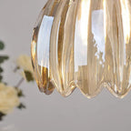 Contemporary Nordic Round Flower Glass Shade Iron Brass 1-light Pendant Light for Living Room Lumendat