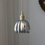 Contemporary Nordic Round Flower Glass Shade Iron Brass 1-light Pendant Light for Living Room Lumendat