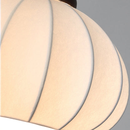Traditional Vintage Round Ball Bead Silk Shade Wooden Iron 1-Light Pendant Light For Living Room
