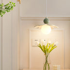 Contemporary Creative Petal Orb Iron Resin Frame Glass Shade 1-Light Pendant Light For Bedroom
