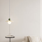 Contemporary Creative Petal Orb Iron Resin Frame Glass Shade 1-Light Pendant Light For Bedroom