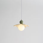 Contemporary Creative Petal Orb Iron Resin Frame Glass Shade 1-Light Pendant Light For Bedroom
