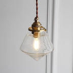 Contemporary Nordic Round Tapered Glass Shade Brass 1-Light Pendant Light For Living Room