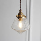 Contemporary Nordic Round Tapered Glass Shade Brass 1-Light Pendant Light For Living Room