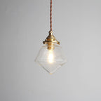 Contemporary Nordic Round Tapered Glass Shade Brass 1-Light Pendant Light For Living Room