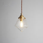Contemporary Nordic Round Tapered Glass Shade Brass 1-Light Pendant Light For Living Room