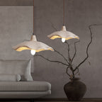 Traditional Japanese Irregular Round Cement 1-light Pendant Light for Bedroom BulbSquare
