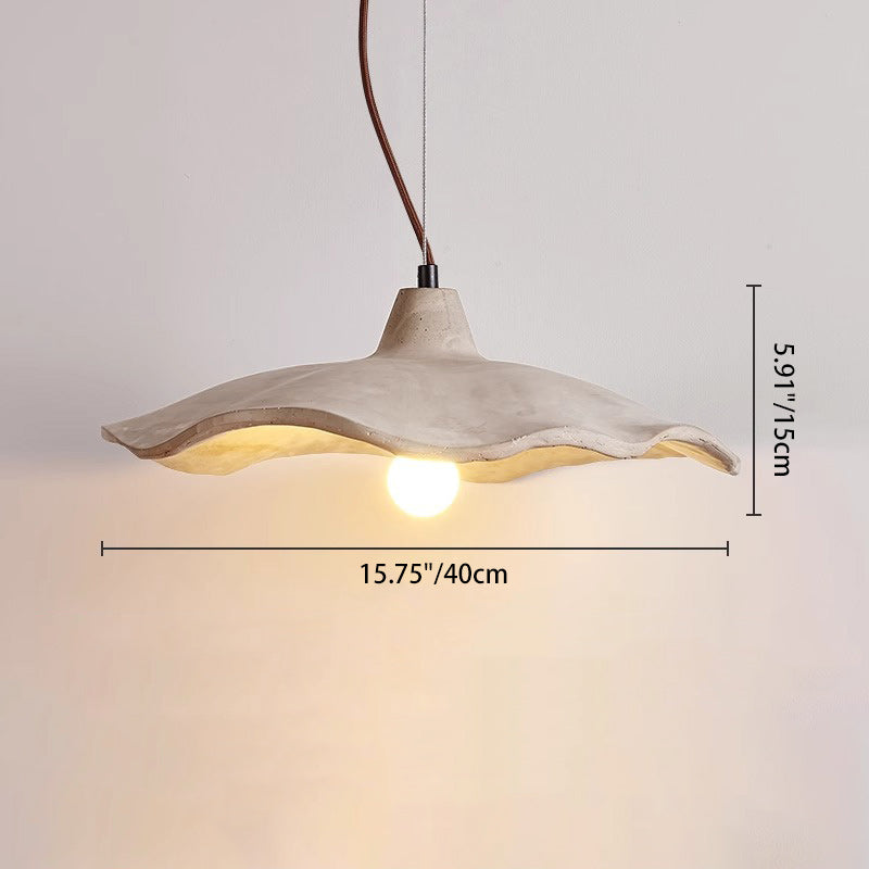 Traditional Japanese Irregular Round Cement 1-Light Pendant Light For Bedroom