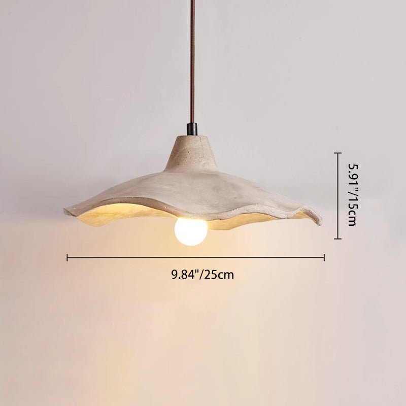 Traditional Japanese Irregular Round Cement 1-light Pendant Light for Bedroom BulbSquare