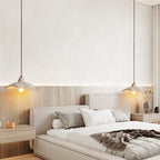 Traditional Japanese Irregular Round Cement 1-light Pendant Light for Bedroom BulbSquare