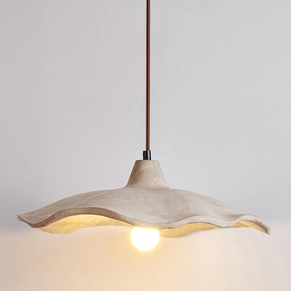 Traditional Japanese Irregular Round Cement 1-Light Pendant Light For Bedroom