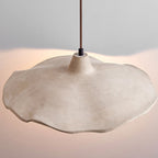 Traditional Japanese Irregular Round Cement 1-light Pendant Light for Bedroom BulbSquare