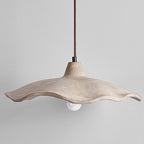Traditional Japanese Irregular Round Cement 1-light Pendant Light for Bedroom BulbSquare
