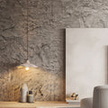 Traditional Japanese Irregular Round Cement 1-light Pendant Light for Bedroom BulbSquare