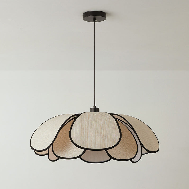 Traditional French Petal Botanical Fiber Iron 1-light Pendant Light for Living Room BulbSquare