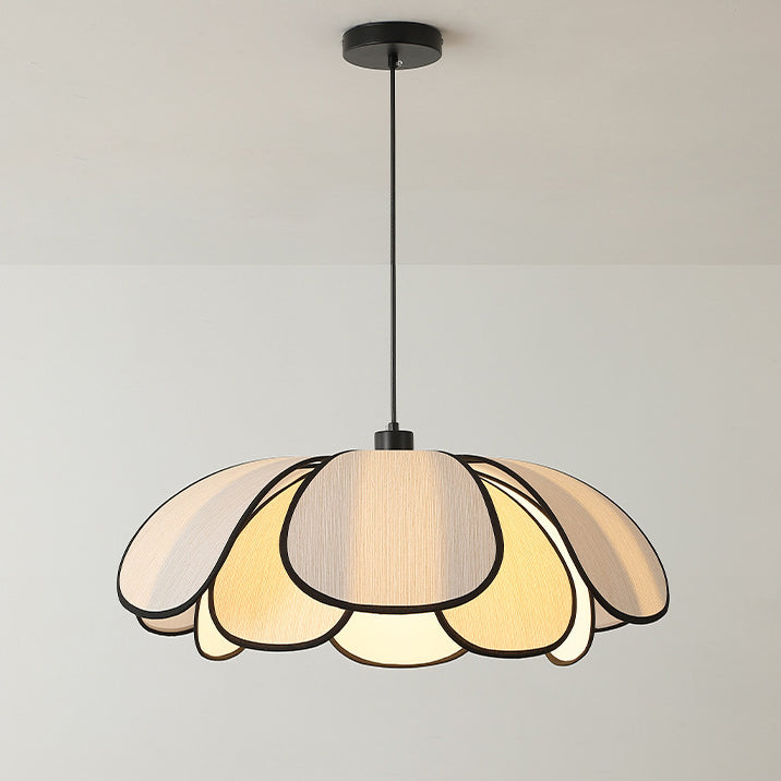 Traditional French Petal Botanical Fiber Iron 1-light Pendant Light for Living Room BulbSquare