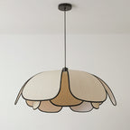 Traditional French Petal Botanical Fiber Iron 1-light Pendant Light for Living Room BulbSquare