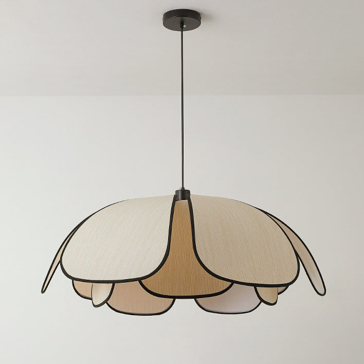 Traditional French Petal Botanical Fiber Iron 1-light Pendant Light for Living Room BulbSquare