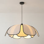 Traditional French Petal Botanical Fiber Iron 1-light Pendant Light for Living Room BulbSquare
