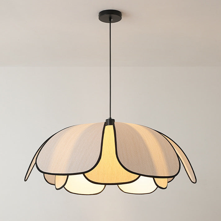 Traditional French Petal Botanical Fiber Iron 1-light Pendant Light for Living Room BulbSquare