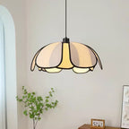Traditional French Petal Botanical Fiber Iron 1-light Pendant Light for Living Room BulbSquare
