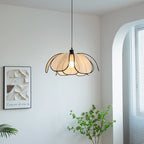 Traditional French Petal Botanical Fiber Iron 1-light Pendant Light for Living Room BulbSquare