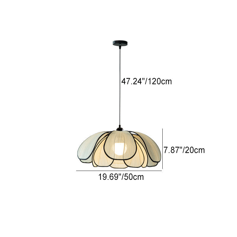 Traditional French Petal Botanical Fiber Iron 1-light Pendant Light for Living Room BulbSquare