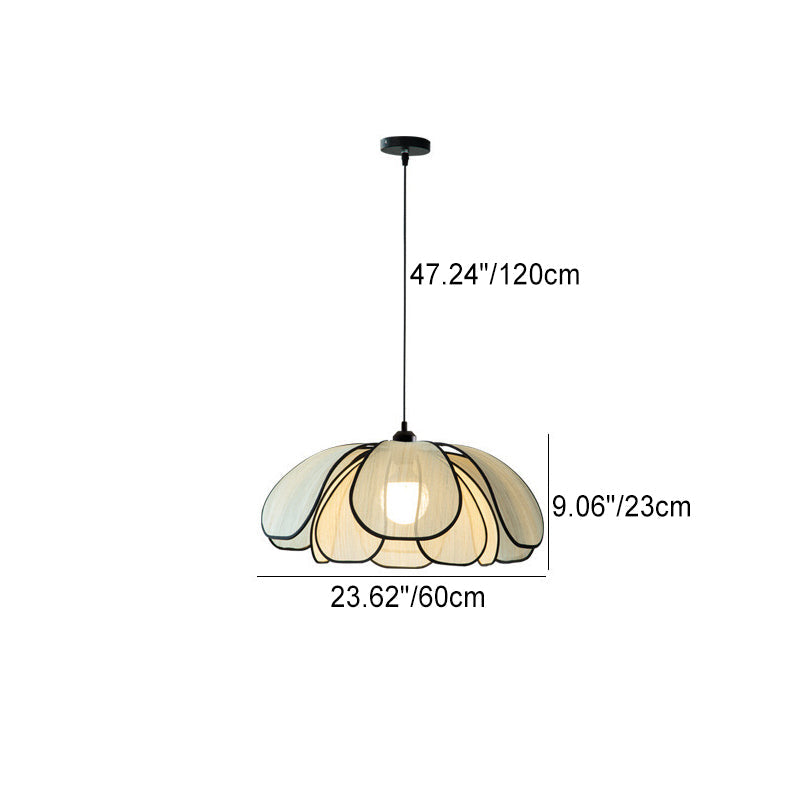 Traditional French Petal Botanical Fiber Iron 1-light Pendant Light for Living Room BulbSquare