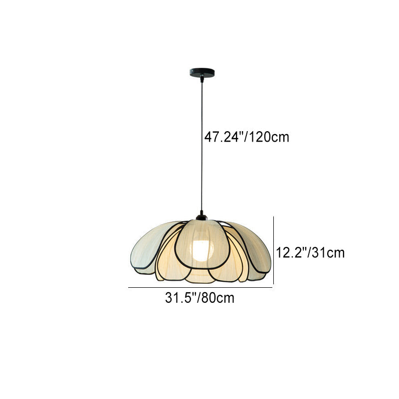Traditional French Petal Botanical Fiber Iron 1-light Pendant Light for Living Room BulbSquare