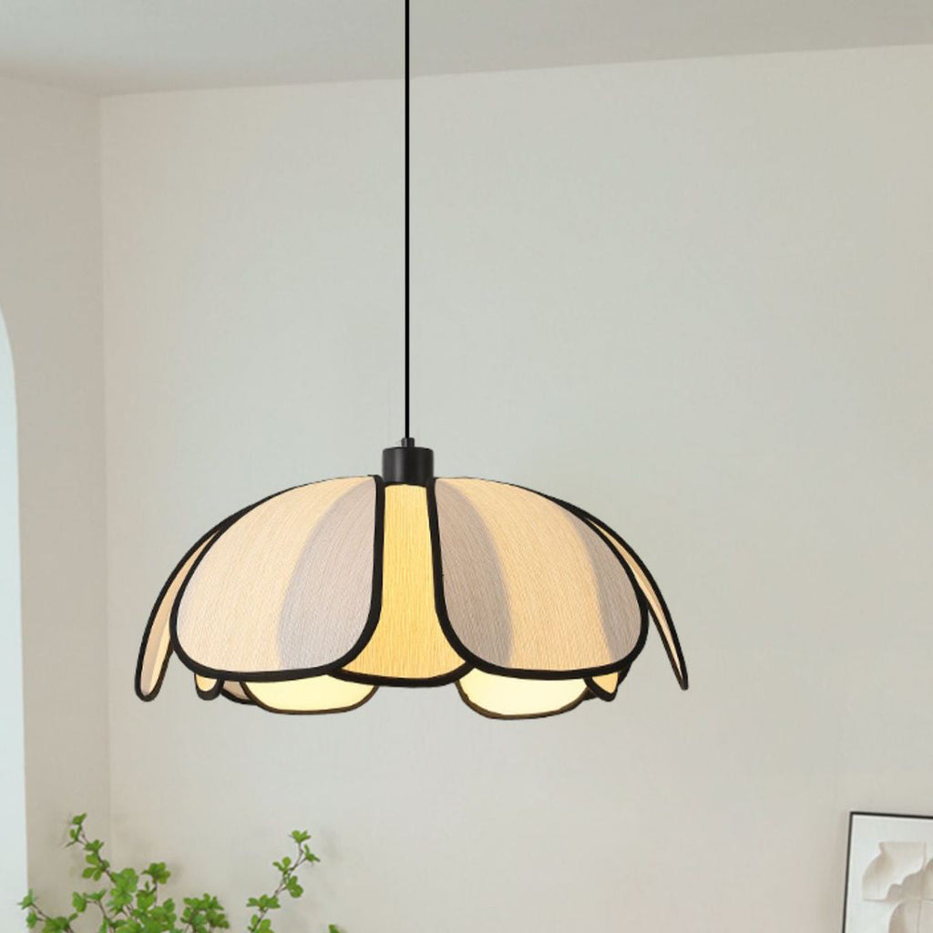 Traditional French Petal Botanical Fiber Iron 1-light Pendant Light for Living Room BulbSquare
