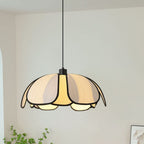 Traditional French Petal Botanical Fiber Iron 1-light Pendant Light for Living Room BulbSquare
