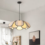 Traditional French Petal Botanical Fiber Iron 1-light Pendant Light for Living Room BulbSquare
