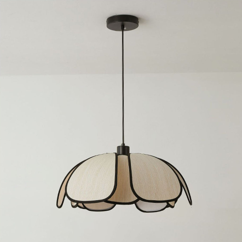 Traditional French Petal Botanical Fiber Iron 1-light Pendant Light for Living Room BulbSquare
