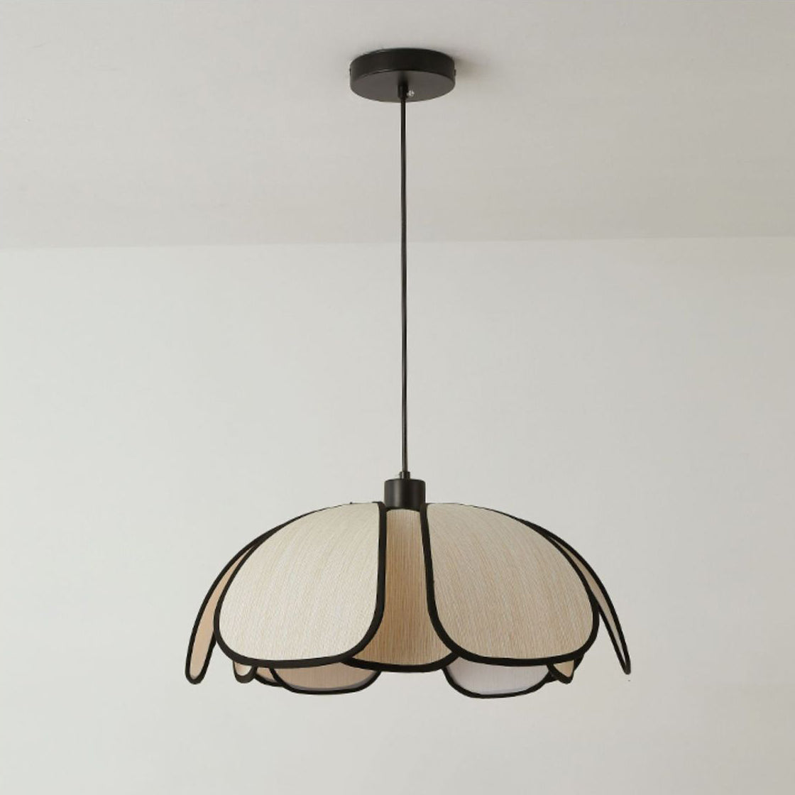 Traditional French Petal Botanical Fiber Iron 1-light Pendant Light for Living Room BulbSquare
