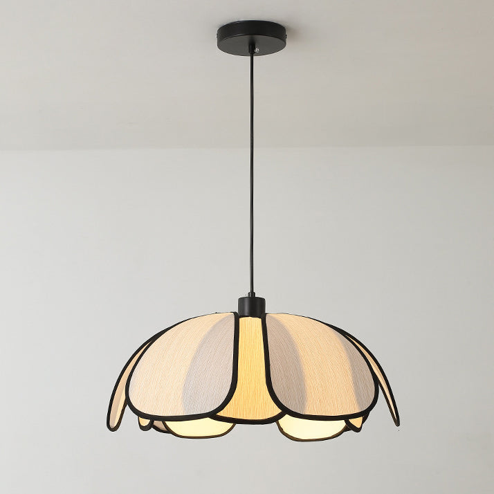 Traditional French Petal Botanical Fiber Iron 1-light Pendant Light for Living Room BulbSquare