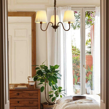 Traditional Rustic Branch Curved Rod Candelabra Cylinder Fabric Shade Iron Frame 3/6/8/10 Light Chandelier for Living Room
