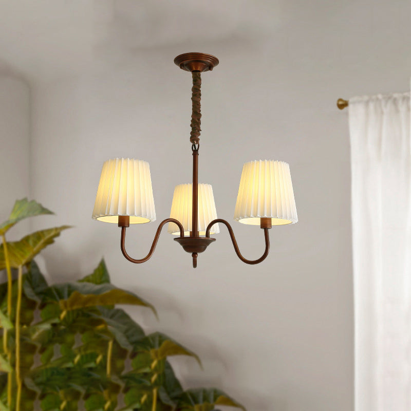 Traditional Rustic Branch Curved Rod Candelabra Cylinder Fabric Shade Iron Frame 3/6/8/10 Light Chandelier for Living Room BulbSquare