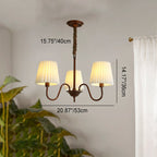 Traditional Rustic Branch Curved Rod Candelabra Cylinder Fabric Shade Iron Frame 3/6/8/10 Light Chandelier for Living Room BulbSquare