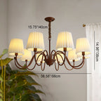 Traditional Rustic Branch Curved Rod Candelabra Cylinder Fabric Shade Iron Frame 3/6/8/10 Light Chandelier for Living Room BulbSquare