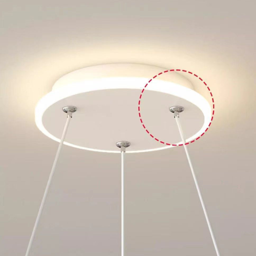 Modern Minimalist Round Cloud Shape Faux Pearl Chain Iron PE Shade LED Pendant Light For Bedroom