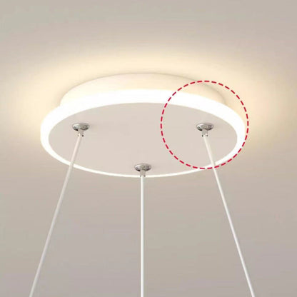 Modern Minimalist Round Cloud Shape Faux Pearl Chain Iron PE Shade LED Pendant Light For Bedroom